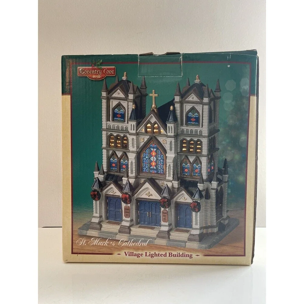 2004 Lemax Coventry Cove Christmas Village Lighted Building St Marks Cathedral